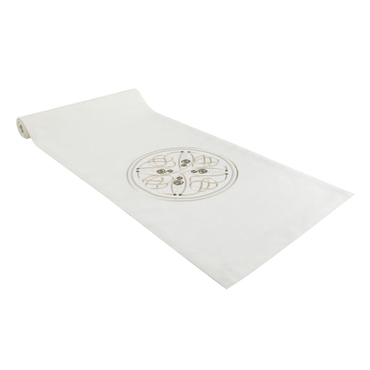 Book of Kells Vitae Table Runner Irish Linen White