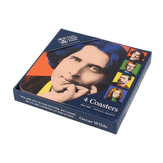 Trinity College Dublin Writers 4pk Coasters Blue, Orange and Green