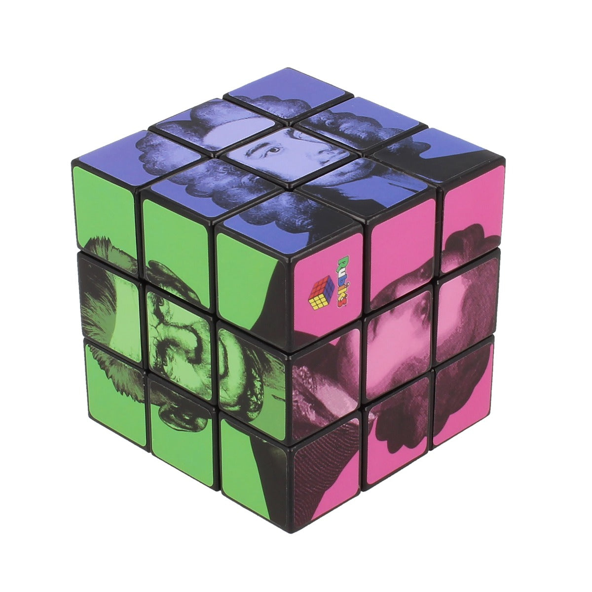 Trinity College Dublin Writers Rubik Cube Blue, Pink and Green
