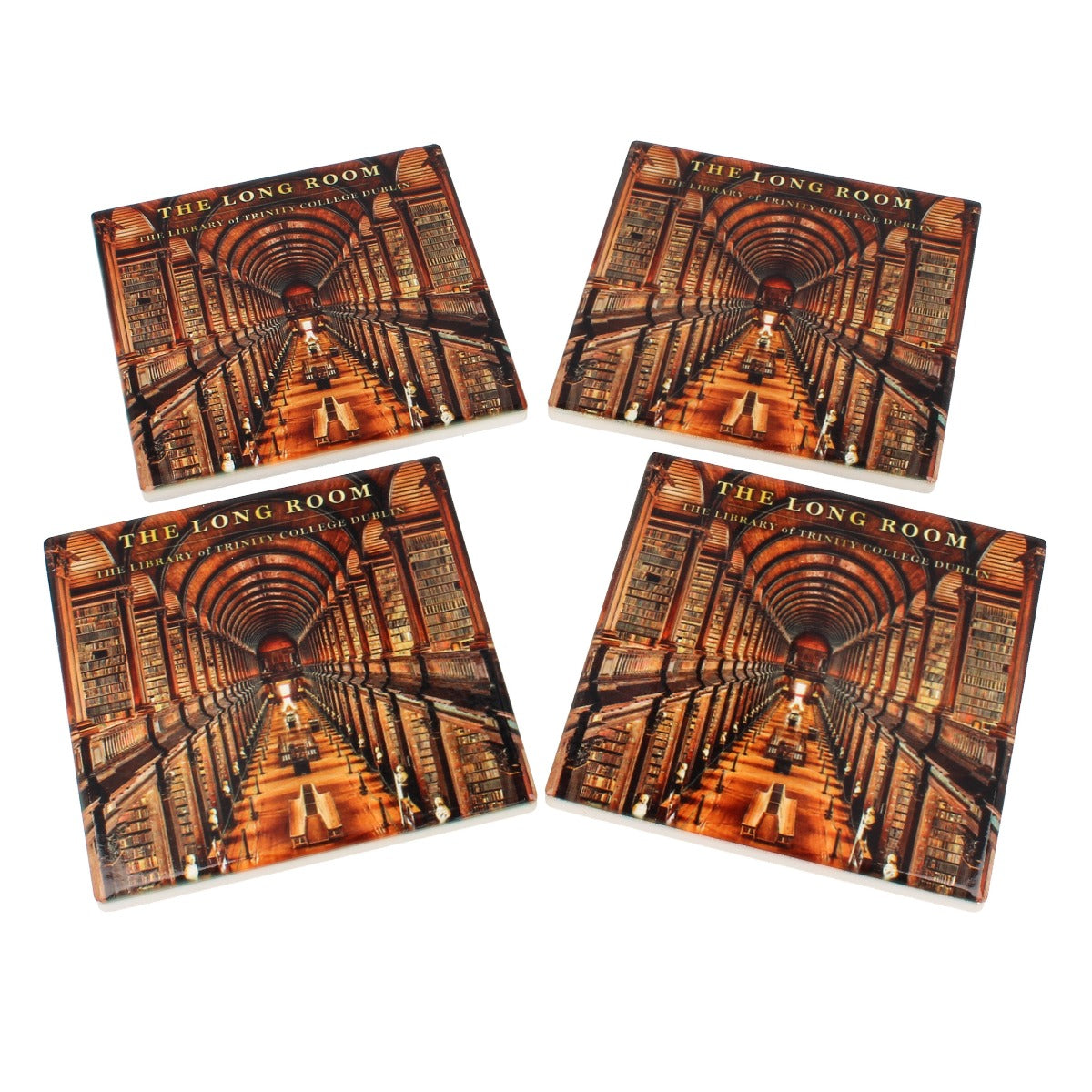 Trinity College Dublin Library 4pk Ceramic Coasters Brown