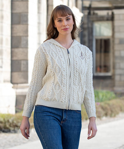 Traditional Aran Zipped Hooded Jacket