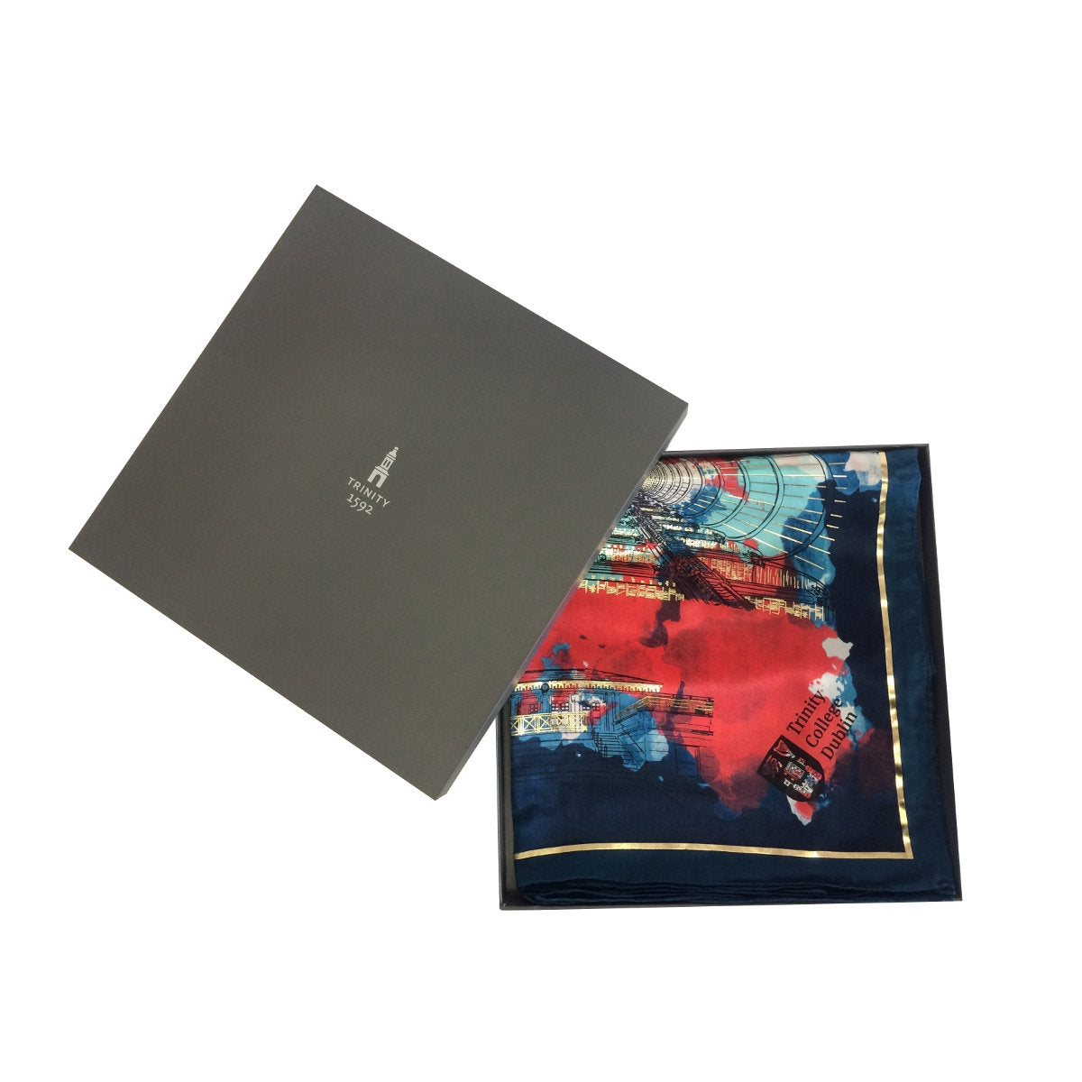 Trinity College Dublin Silk Scarf Navy & Coral