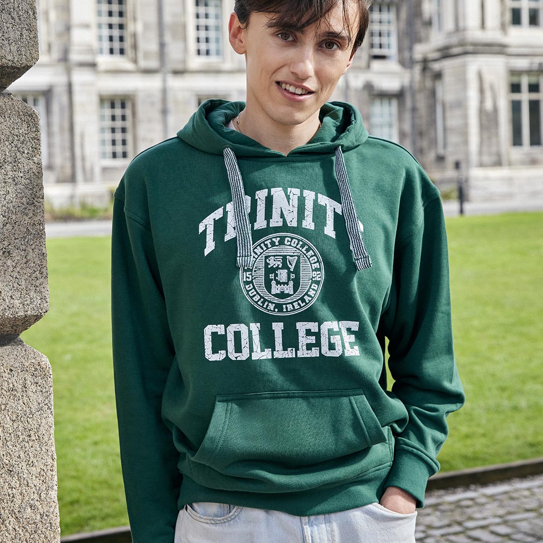 Trinity College Dublin Crest Hoody Bottle Green