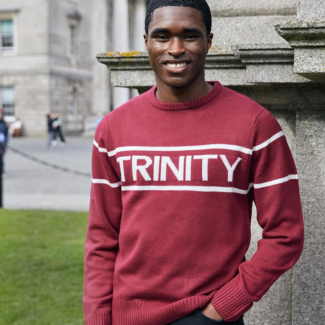 Trinity Jacquard Knitted Jumper - Burgundy & Cream