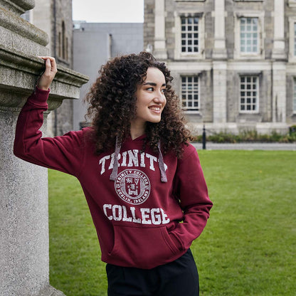 Trinity College Dublin Crest Hoody Burgundy & White