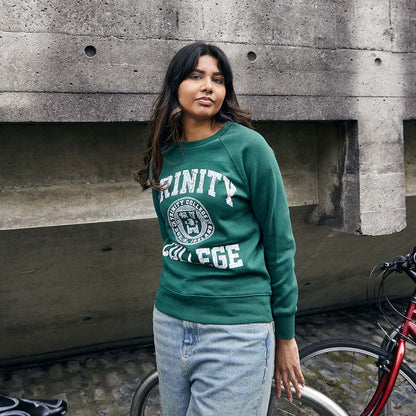 Trinity College Dublin Crest Sweatshirt Bottle Green & White