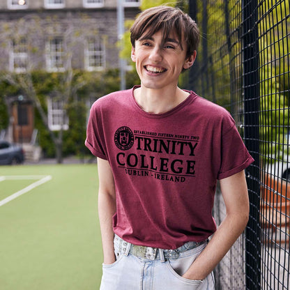 Trinity College Dublin Flock T-Shirt Burgundy Marl