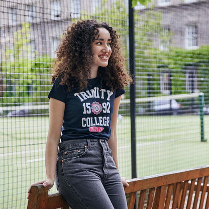 Trinity College Dublin 1592 Ladies T-Shirt Navy & Pink