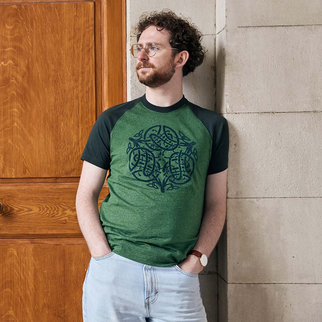 Book Of Kells  Celtic Knot T-Shirt Moss Green