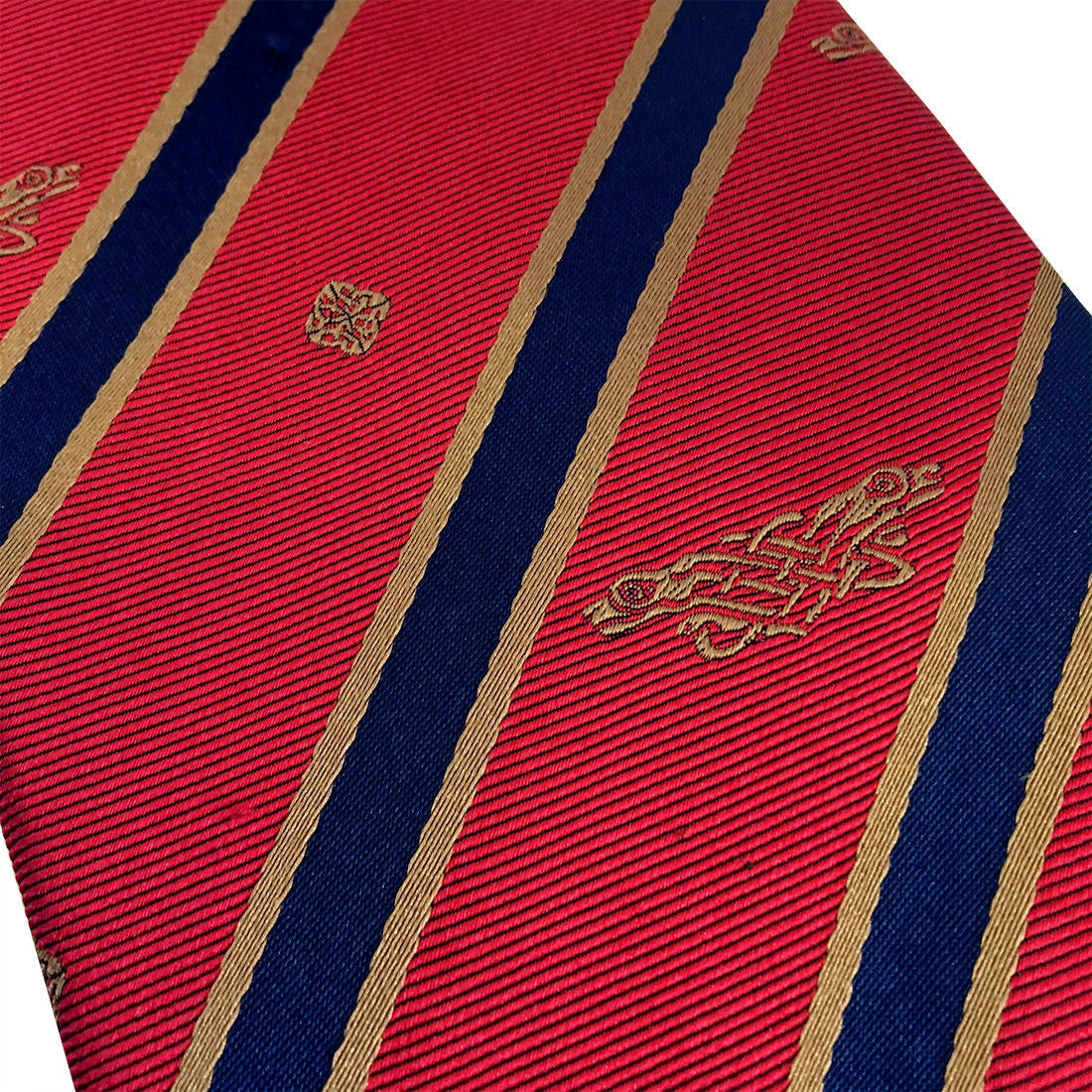 Book of Kells Red and Navy Striped Silk Tie