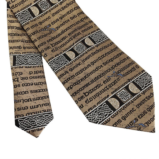 Book Of Kells Lioness Silk Tie Gold