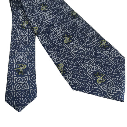 Book of Kells Blue and Navy Dog Silk Tie
