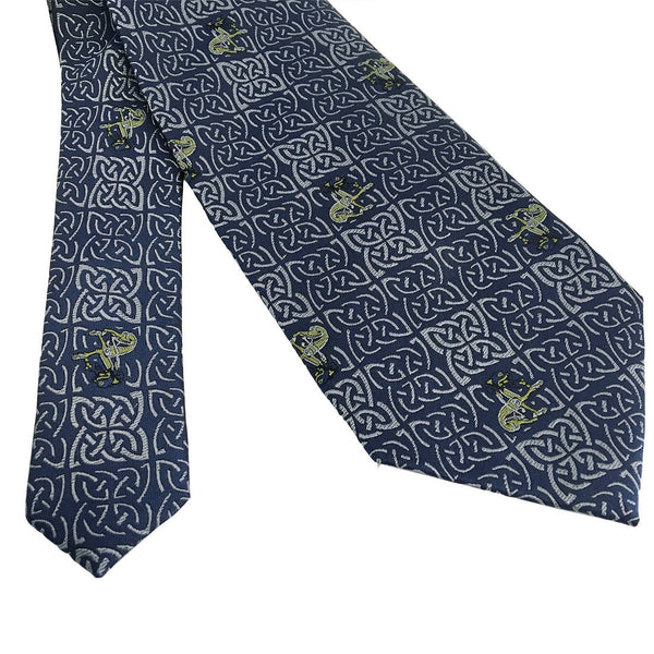 Book of Kells Blue and Navy Dog Silk Tie