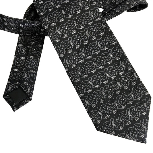 Book Of Kells Mini Knot Silk Tie Black/Silver