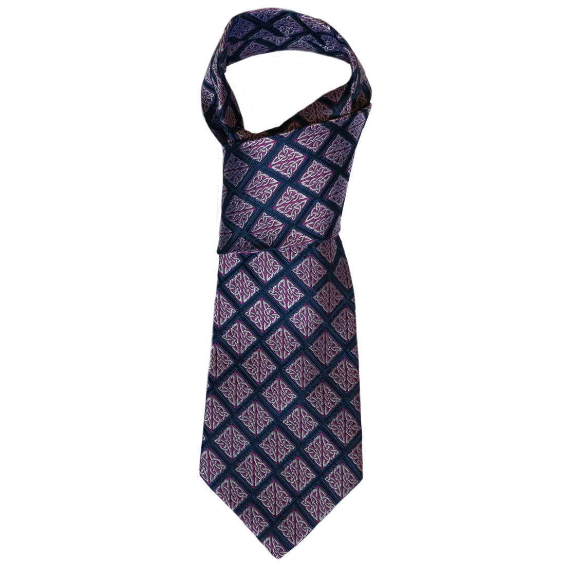 Book Of Kells  Diamond Silk Tie Navy/Purple