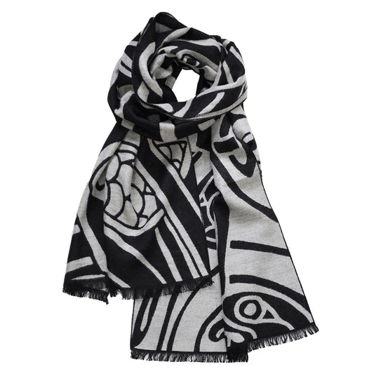 Book of Kells Celtic Reversible Scarf Grey/Black