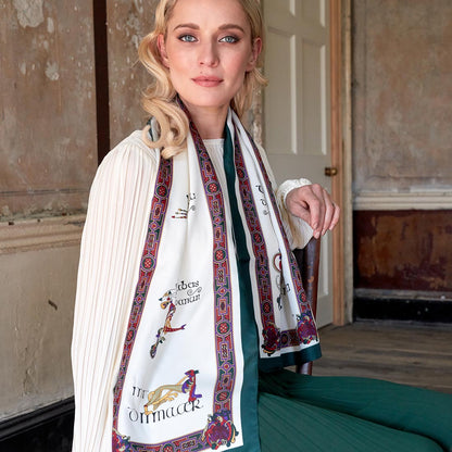 Book of Kells Long Signature Scarf Bottle Green/Red/Purple