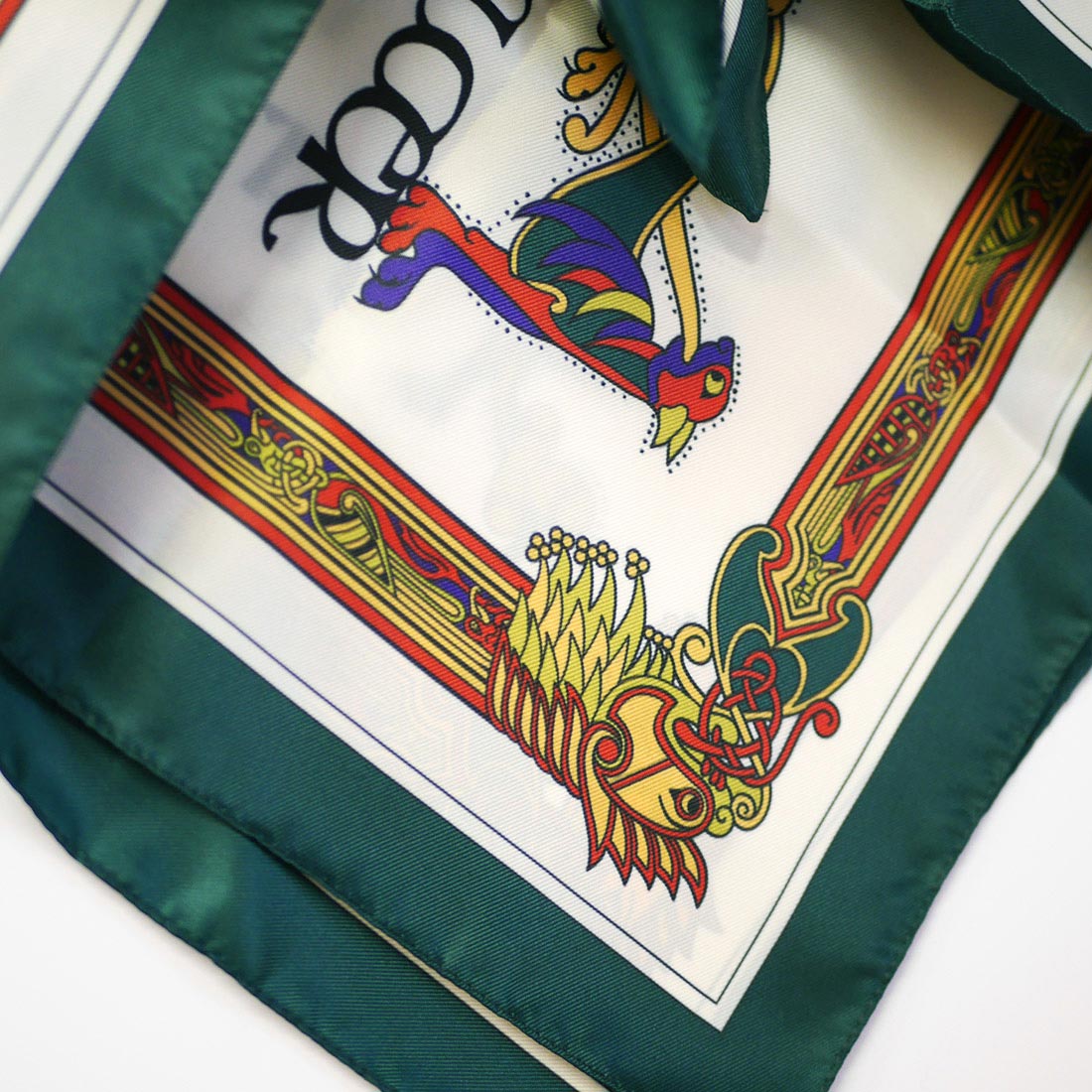 Book of Kells Square Signature Scarf Bottle Green/Red/Purple