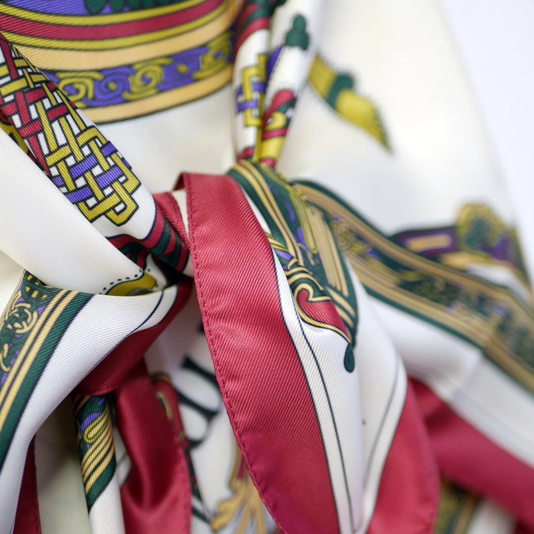 Book of Kells Square Signature Scarf Wine/Purple/Bottle Green