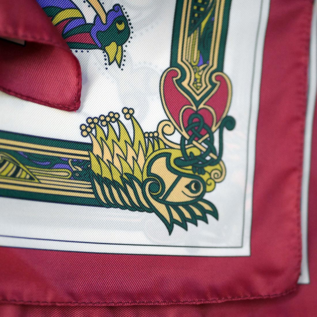 Book of Kells Square Signature Scarf Wine/Purple/Bottle Green