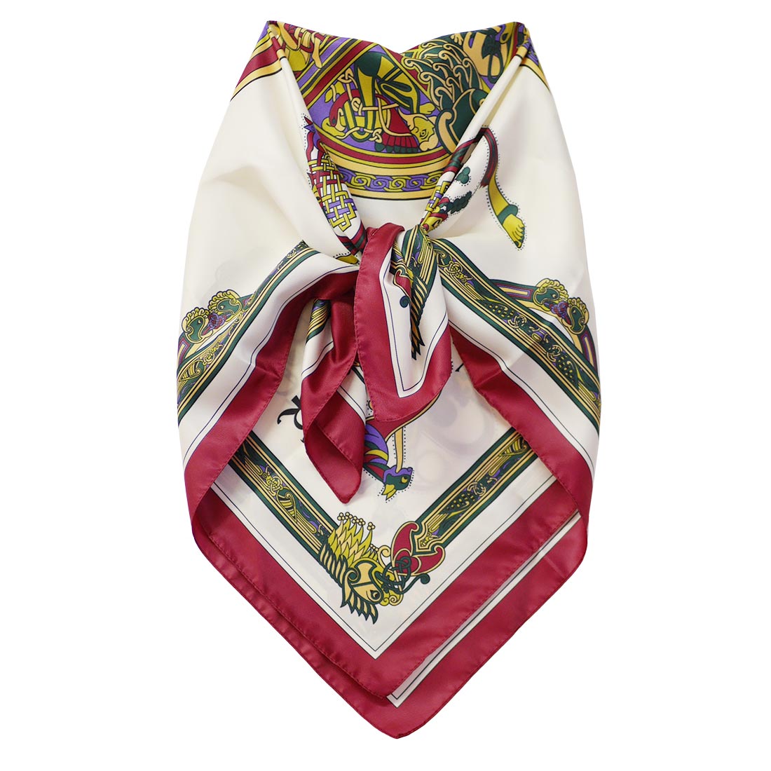 Book of Kells Square Signature Scarf Wine/Purple/Bottle Green