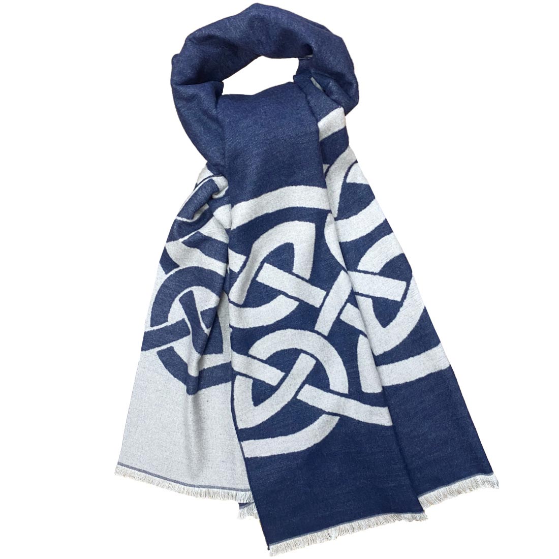 Celtic Knot Reversible Scarf - Navy & Grey