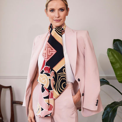 Celtic Elegance  Large Scarf - Baby Pink & Beige