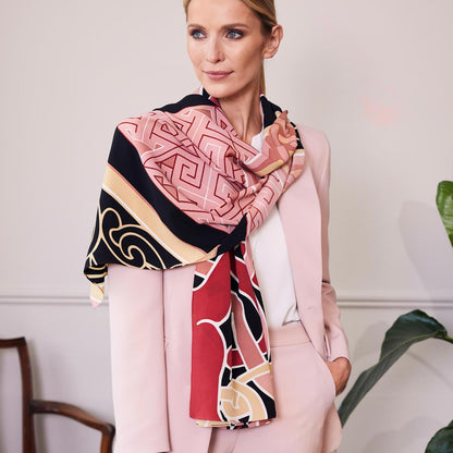 Celtic Elegance  Large Scarf - Baby Pink & Beige