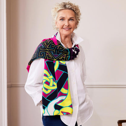 Celtic Elegance  Large Scarf - Cerise Pink & Lime