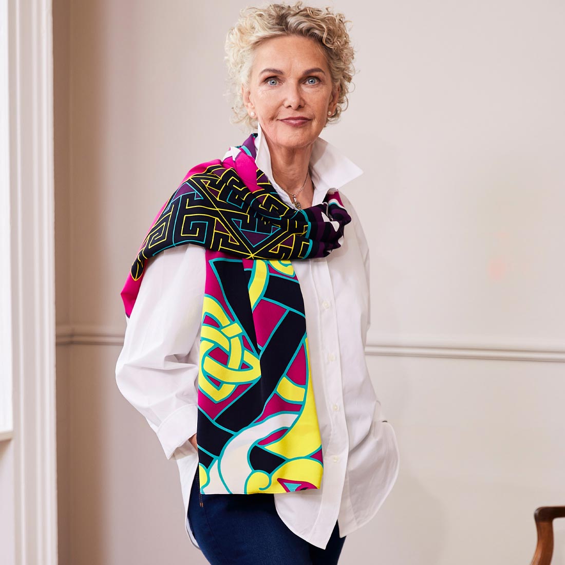 Celtic Elegance  Large Scarf - Cerise Pink & Lime