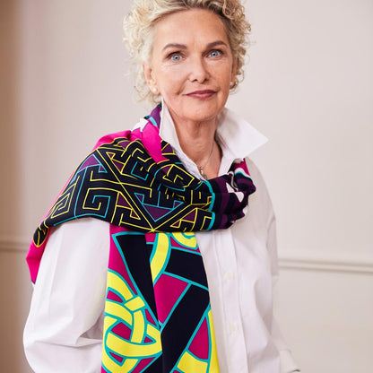 Celtic Elegance  Large Scarf - Cerise Pink & Lime