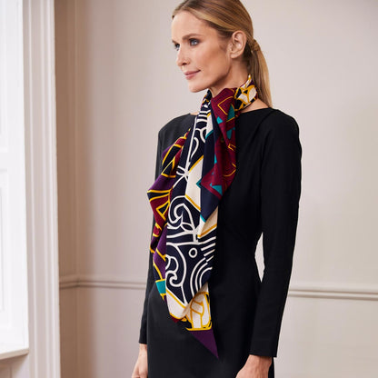 Celtic Elegance  Large Scarf - Burgundy & Navy