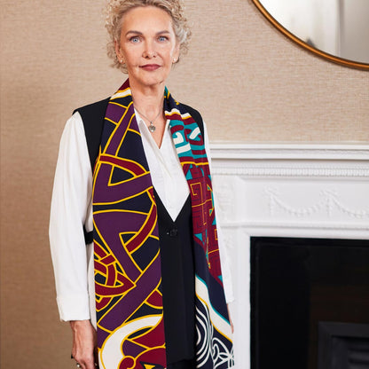 Celtic Elegance  Large Scarf - Burgundy & Navy