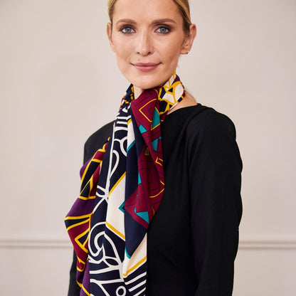 Celtic Elegance  Large Scarf - Burgundy & Navy