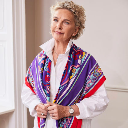 Celtic Elegance  Large Square Scarf - Purple & Red