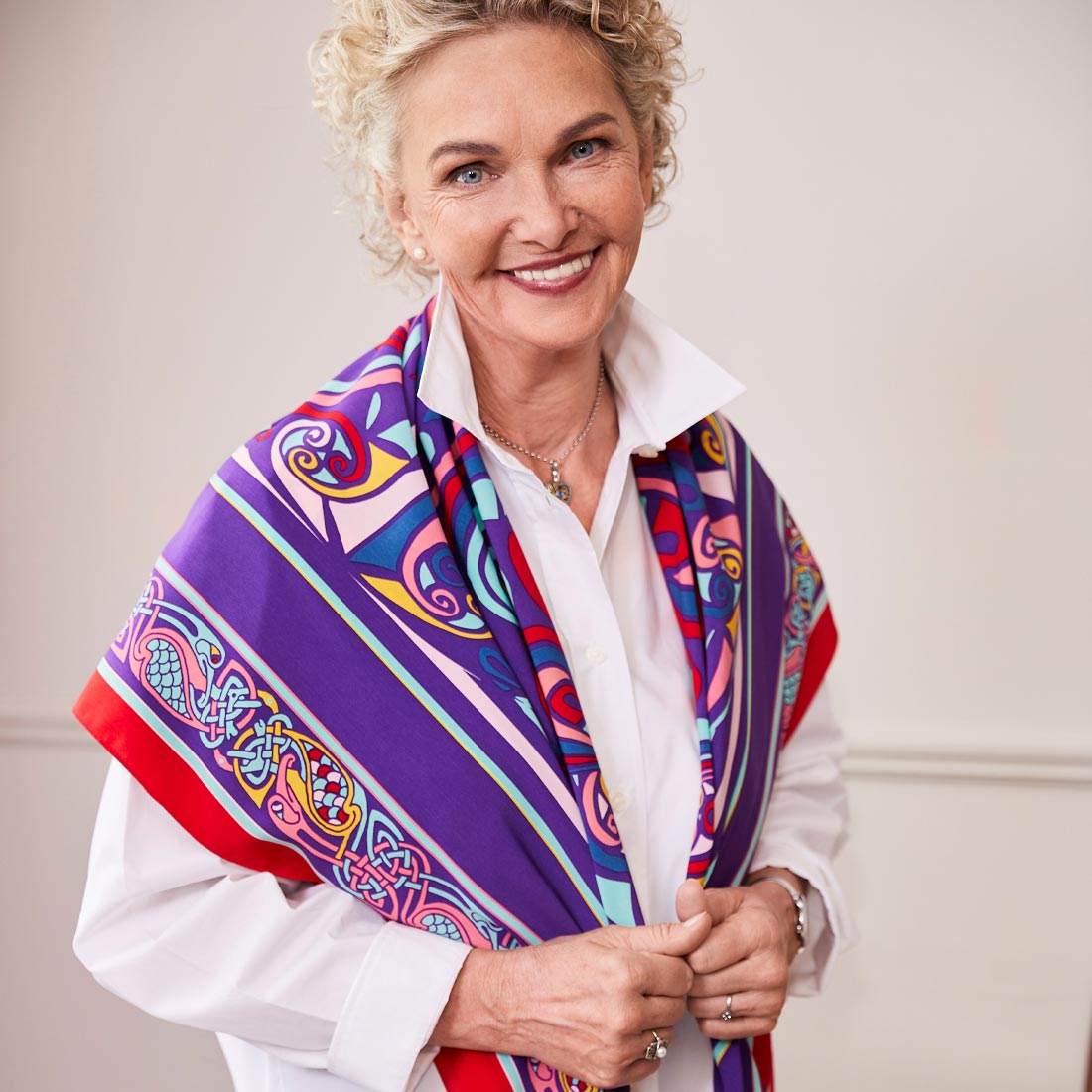 Celtic Elegance  Large Square Scarf - Purple & Red