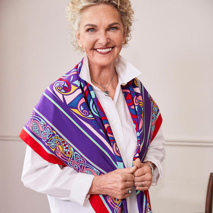 Celtic Elegance  Large Square Scarf - Purple & Red