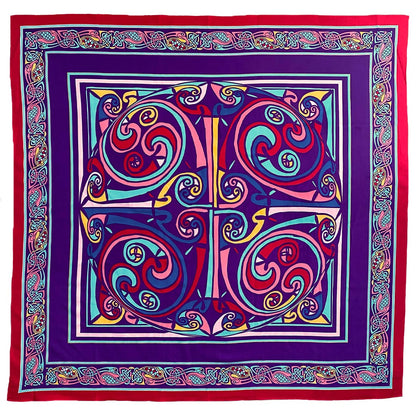 Celtic Elegance  Large Square Scarf - Purple & Red