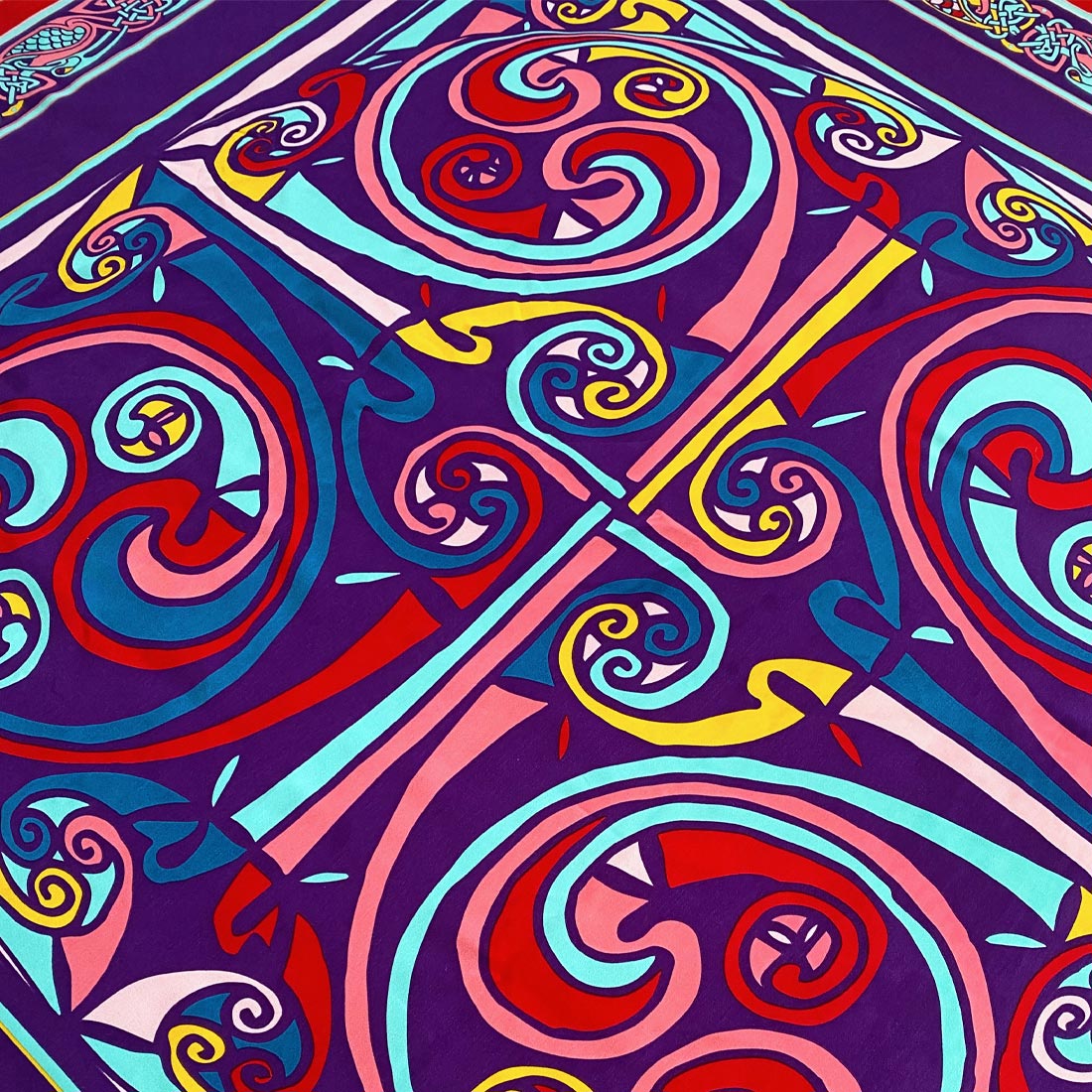 Celtic Elegance  Large Square Scarf - Purple & Red
