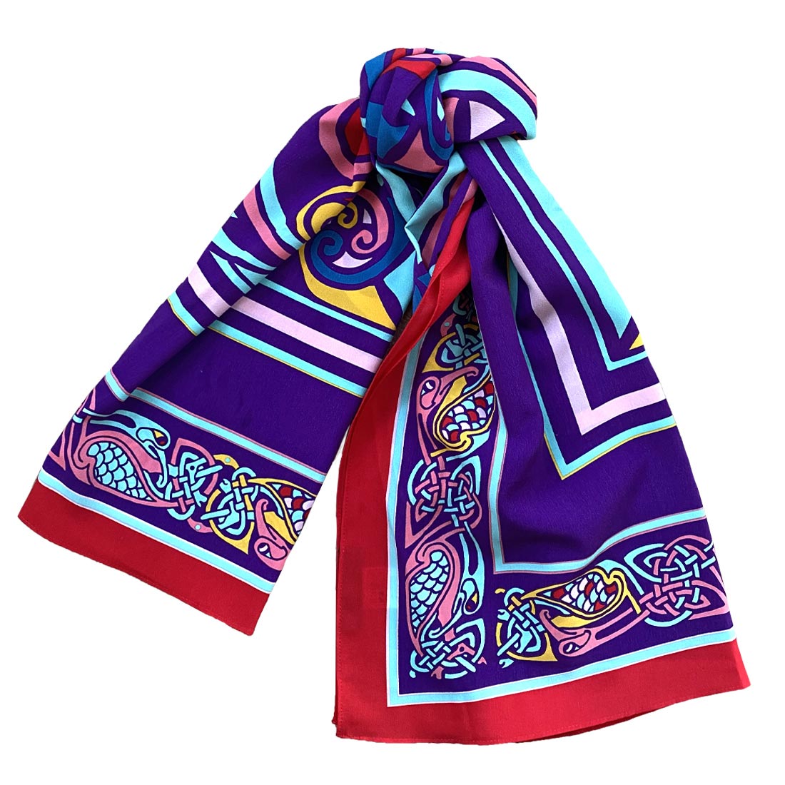 Celtic Elegance  Large Square Scarf - Purple & Red