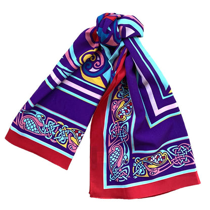 Celtic Elegance  Large Square Scarf - Purple & Red