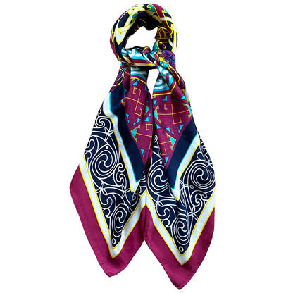 Celtic Elegance  Silk Scarf - Burgundy & Navy