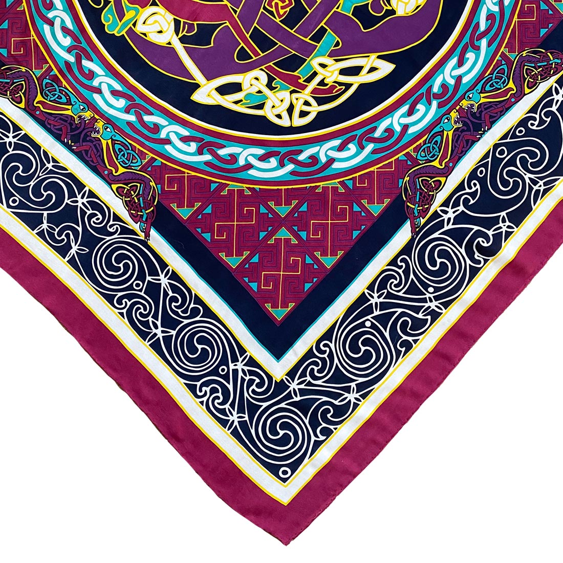 Celtic Elegance  Silk Scarf - Burgundy & Navy