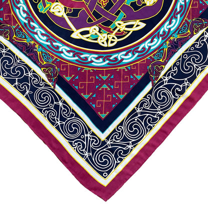 Celtic Elegance  Silk Scarf - Burgundy & Navy