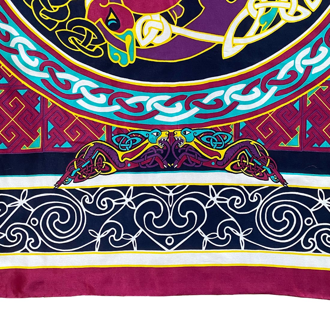 Celtic Elegance  Silk Scarf - Burgundy & Navy