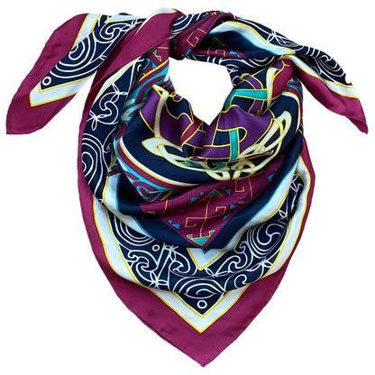 Celtic Elegance  Silk Scarf - Burgundy & Navy