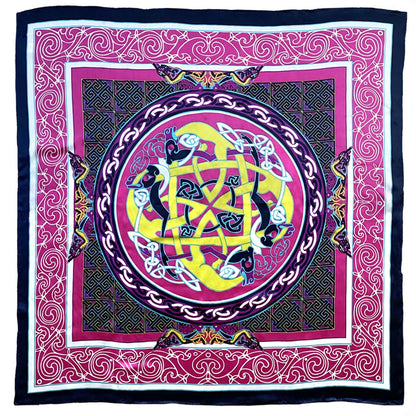 Celtic Elegance Silk Scarf -  Cerise Pink & Lime