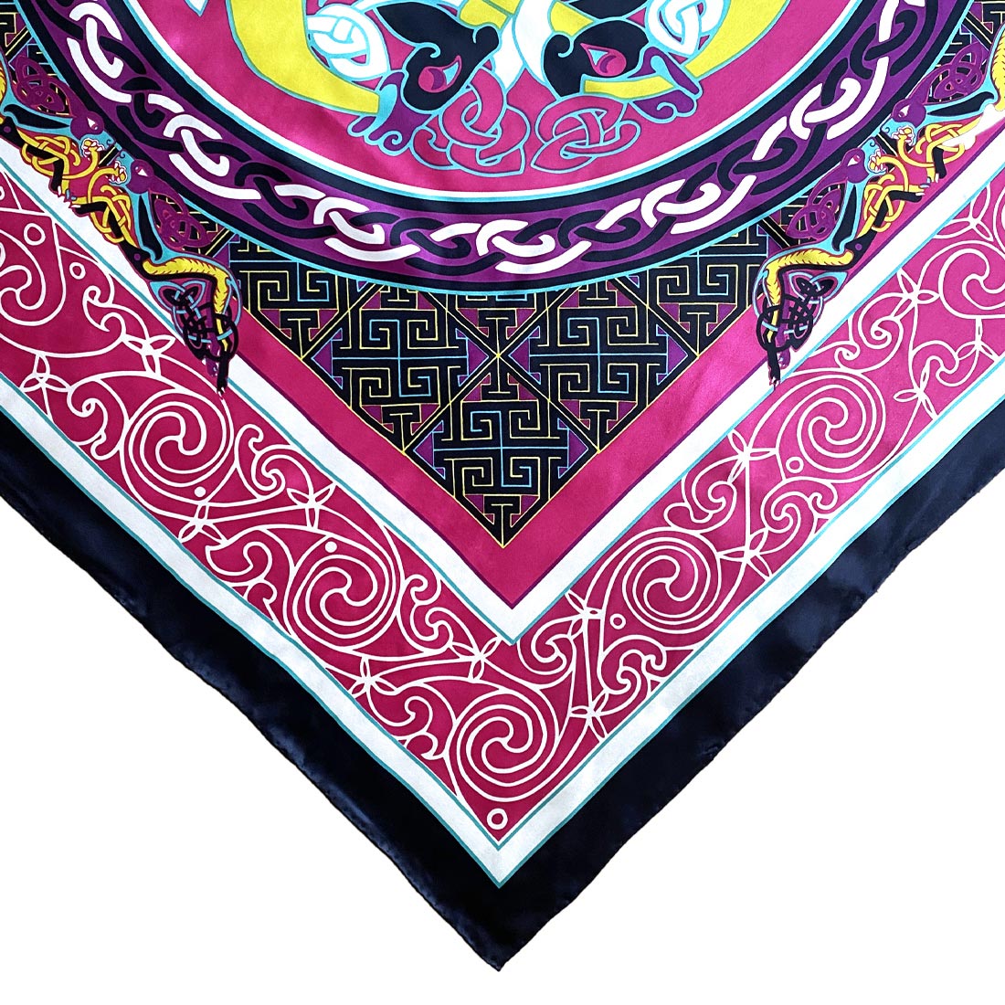 Celtic Elegance Silk Scarf -  Cerise Pink & Lime