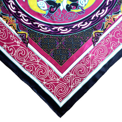 Celtic Elegance Silk Scarf -  Cerise Pink & Lime