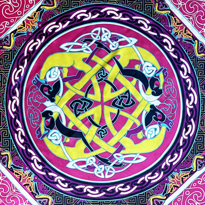 Celtic Elegance Silk Scarf -  Cerise Pink & Lime